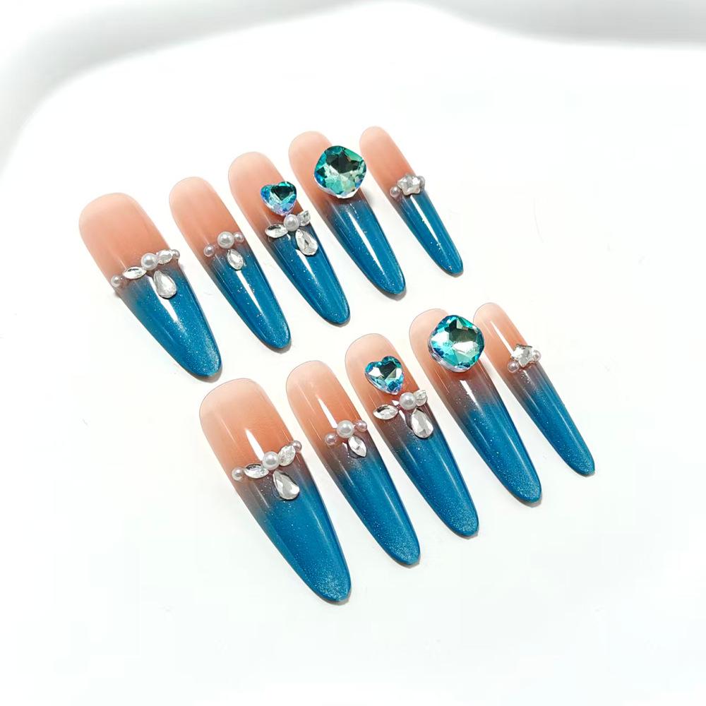 Light Blue French Cat Eye Wearable Nail Tips for Dogs Small