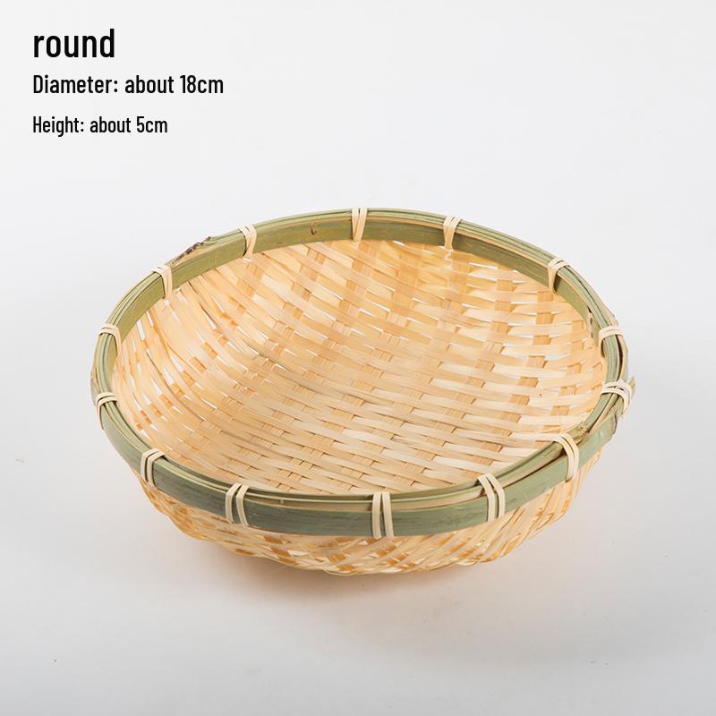 Handmade Bamboo Weaving Sieve Basket Storage and Snack Plate Set
