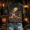Women's Halloween Letter Print T-Shirt, Casual Crewneck Short Sleeve Tee, Everyday Wear