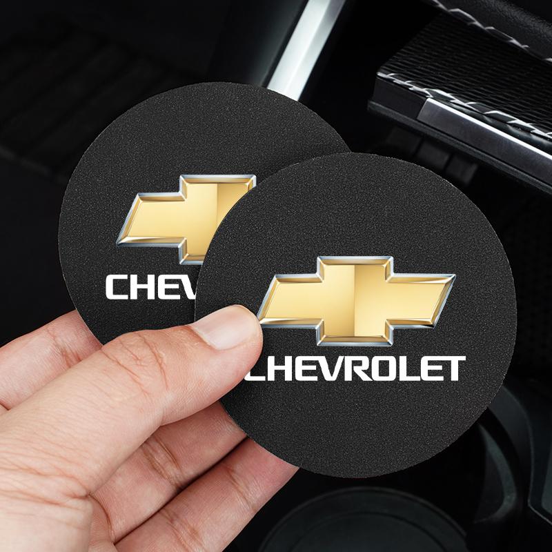 2Pcs Car Cup Mats Anti Noise Coaster Interior Accessories For Chevrolet Spark Captiva Cruze Malibu Equinox Trax Camaro Blazer