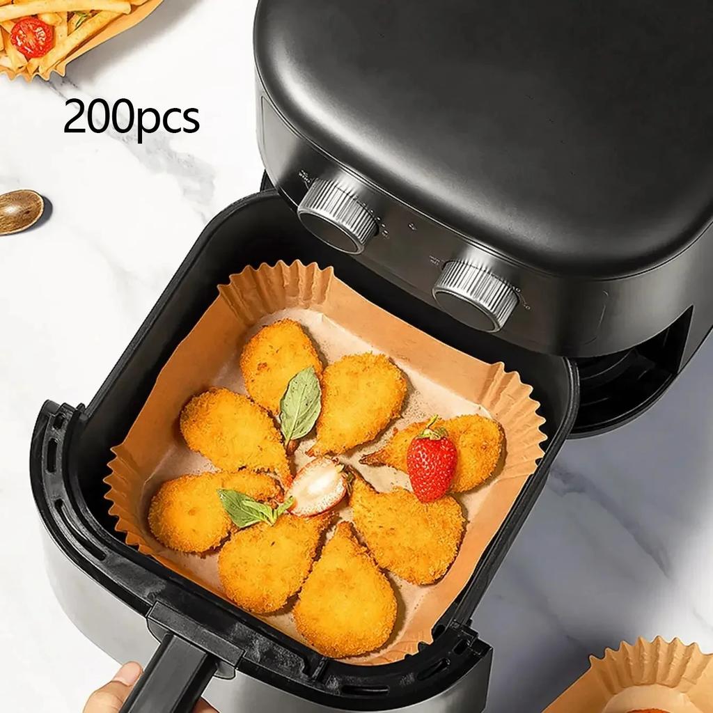 50/100/200pcs- Non stick air fryer with square circular paper lining for baking, baking, and microwave cooking