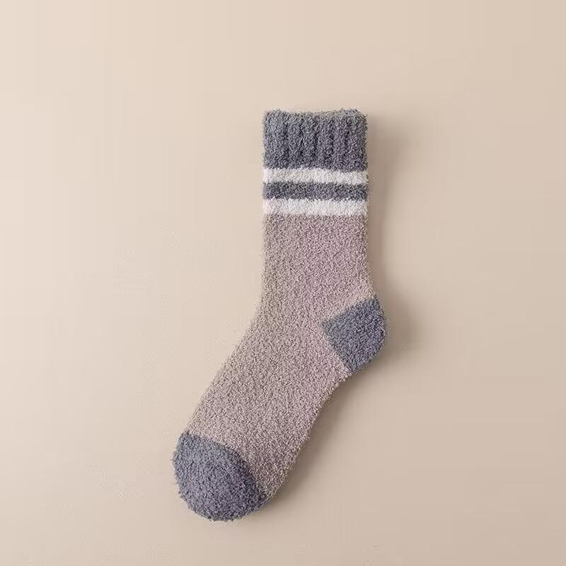Coral Fleece Socks, Men's Mid-calf Socks, Autumn and Winter Fleece Thickened Fleece Warm Men's Long Socks, Men's Home Floor Socks