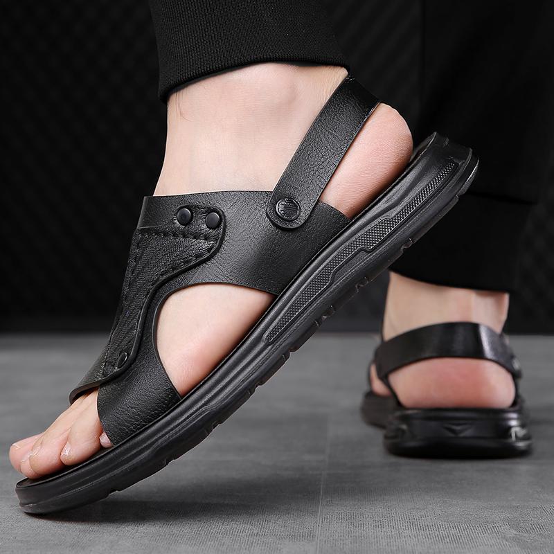 TUINANLE Sandales pour Homme Cuir PU Classique Romaines Homme Été Marche Plage Sandales Plates Chaussures pour Homme Baskets Sandalias Hombre Pantoufle Homme