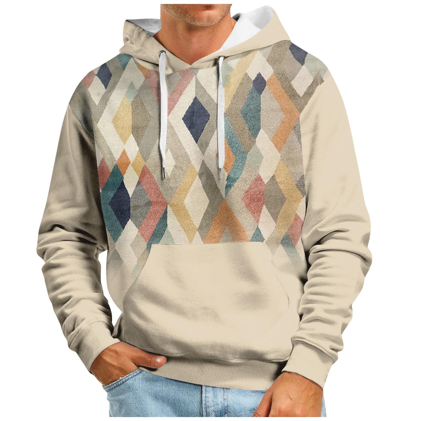 

Модный свободный мужской и женский свитер с капюшоном с длинным рукавом и принтом XL хаки