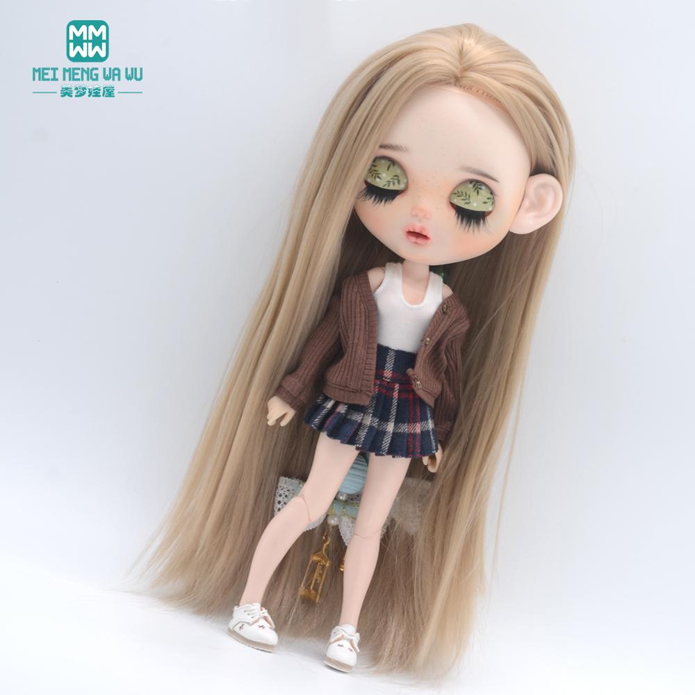 Clothes for doll Fashion multicolor cardigan short skirt  jeans fits Blyth Azone OB22 OB24 doll accessories