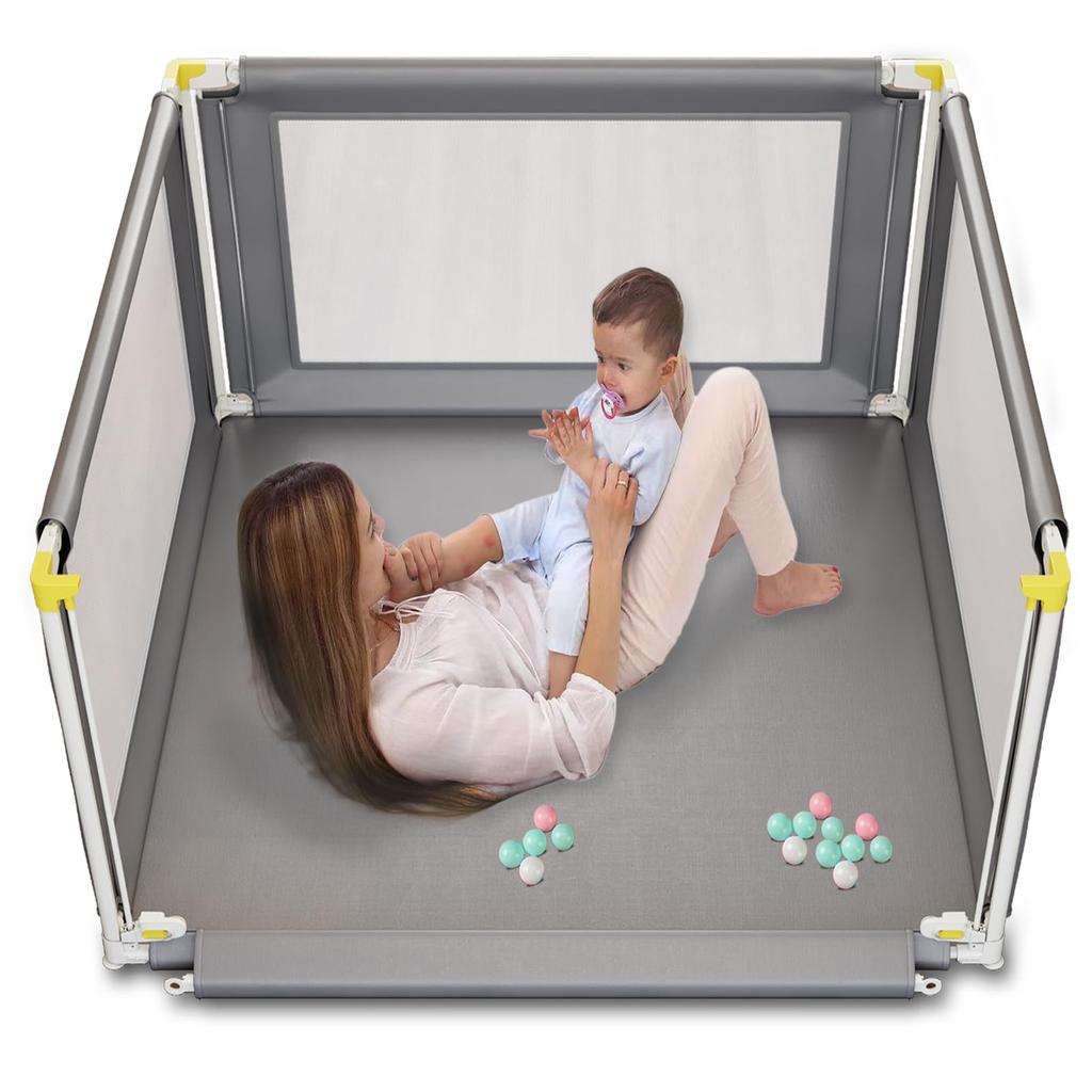 Areden Playpen Baby Washable and Space Suitable for Indoors and Safety Play Easy To Gray 4 Fence, Fence, Easy, Washable, Foldable, Saving, Outdoors,