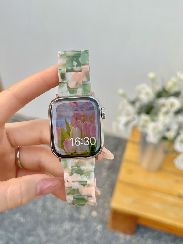 Lightweight Resin Band Compatible with Apple Watch iWatch Series 12 11/10, Summer Soft Breathable Sport Replacement Strap