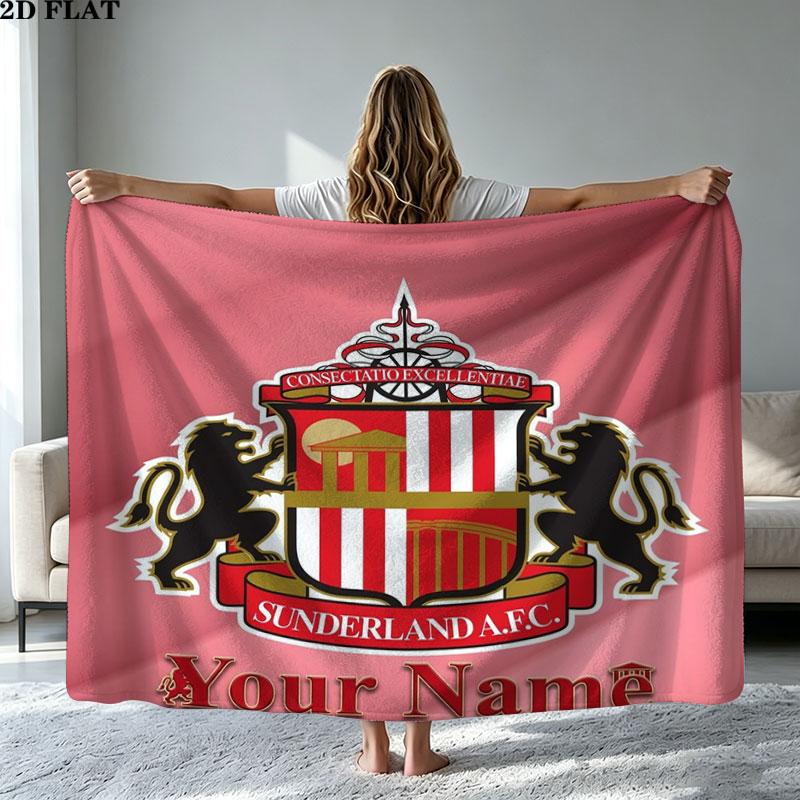 1PC Sunderland A.F Custom Name Patterned Flannel Blanket Suitable For All Seasons for Home Decor Warmth and Comfort Gifts Holiday Present