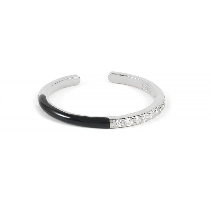 

Кольцо с эмалью из стерлингового серебра S925, капля масла, открытое кольцо, модное, индивидуальное, легкое, роскошное, универсальное, простое, бриллиантовое кольцо Opening Adjustable