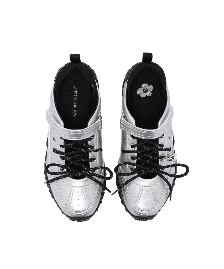 Wacky Willy Kitte Mary Jane Sneakers Silver