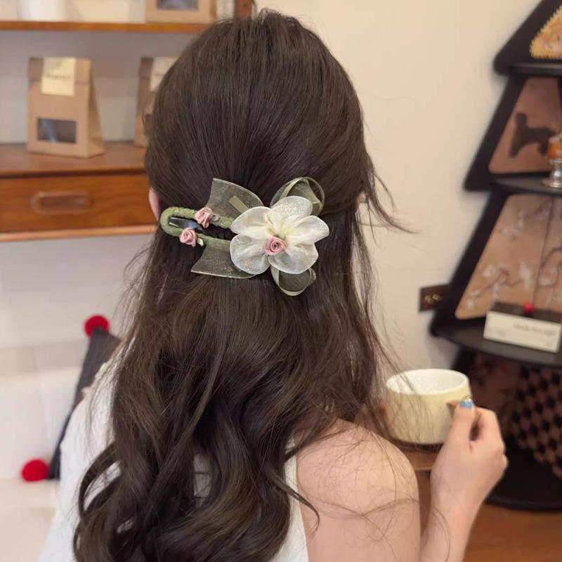 1 piece of hair accessory vintage claw clip romantic fabric flower exquisite high-end grip clip 11.5*6cm