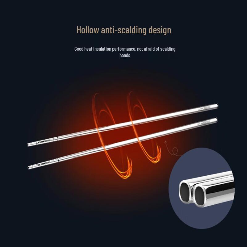 Shibazuo Chinese Style 304 Stainless Steel Chopsticks - 5 Pairs