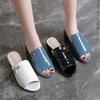 Large Size Women's Shoes New Fish Mouth Rhinestone Thick Heel Slippers Women's Low-heeled Casual Women's Slippers