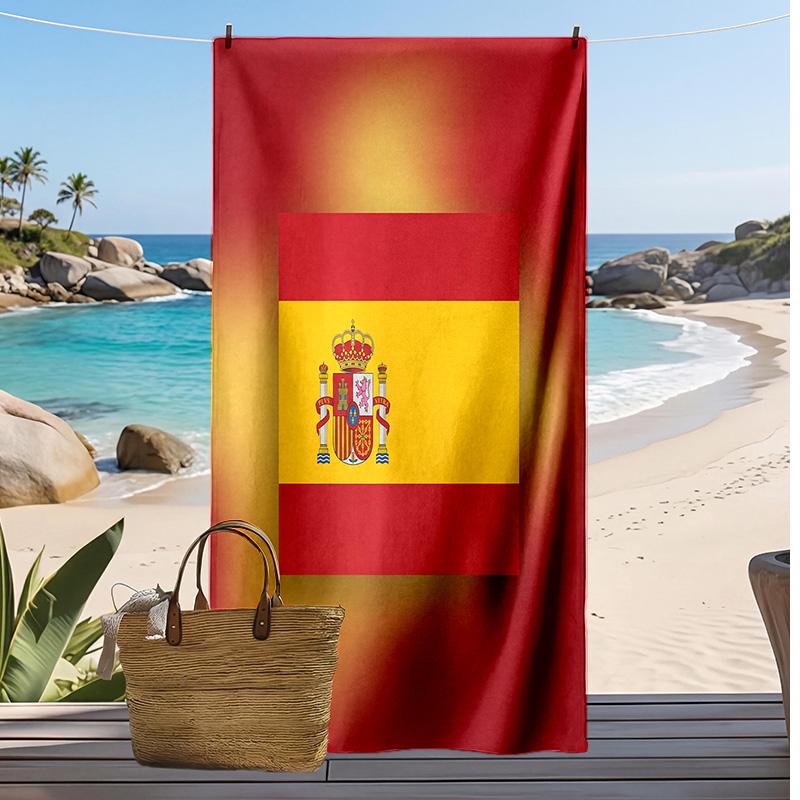 Asciugamano da Spiaggia Stampa Calcio Spagna Asciugatura Rapida Super Assorbente Morbido Asciugamano da Bagno per Nuoto Spiaggia Viaggio Souvenir Regalo