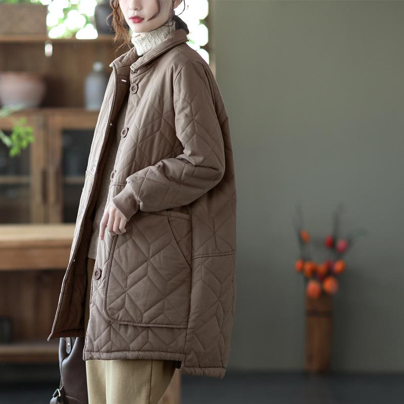 Autumn and Winter Women's Down Cotton Jacket Loose Commuting Retro Parkas