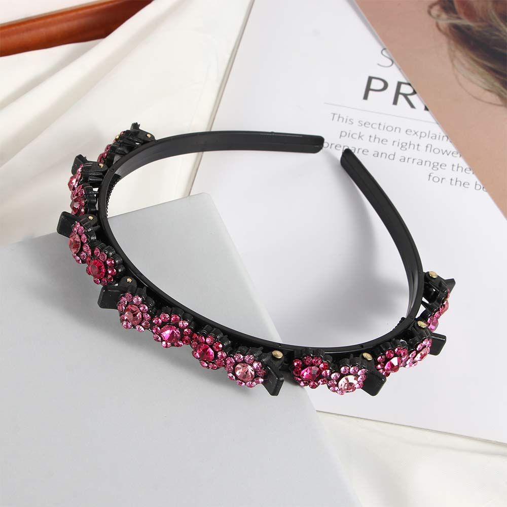 Rutschfester Koreanischer Stil Strassstein Blume Haarbruch-Artefakt Schwarze Geflochtene Haarspange Styling-Werkzeug Zähnchen-Clip Geflochtener Kopfreif