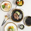 Irregular Gold-plated Edge Ceramic Steak Plate Salad Plate Dessert Plate Matte Thick Soup Bowl Restaurant Creative Tableware