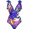 Women's Fashion Sexy Printed V Neck Bandage Strap Backless Beachwear Skirt Monokini Bikini Swimsuit 2 Piece Swimsuit