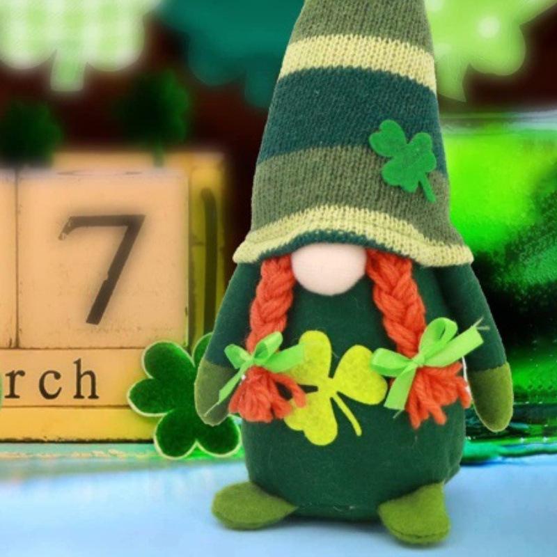 Irish Green Gnome Faceless Doll for Saint Patrick s Day Window Decoration