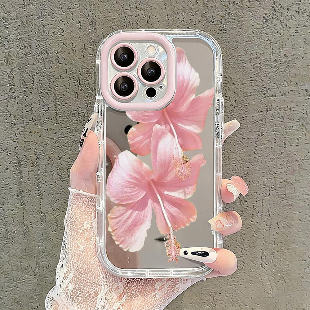 Romantyczne Kwiaty Brzoskwini Lustrzane Etui na Telefon Dla iPhone 17 Air 16 Pro Max 17 15 14 13 12 11 7 8 Plus XR XS Ochronne Tylne Etui