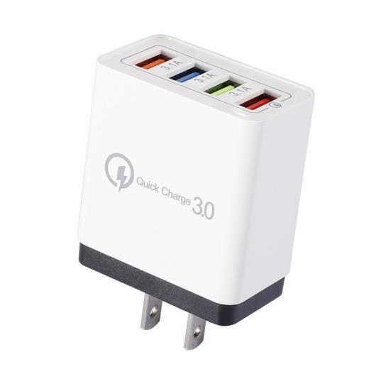 Portable Travel 4 USB Ports Fast Charging QC 3.0 Wall Charger Power Adapter