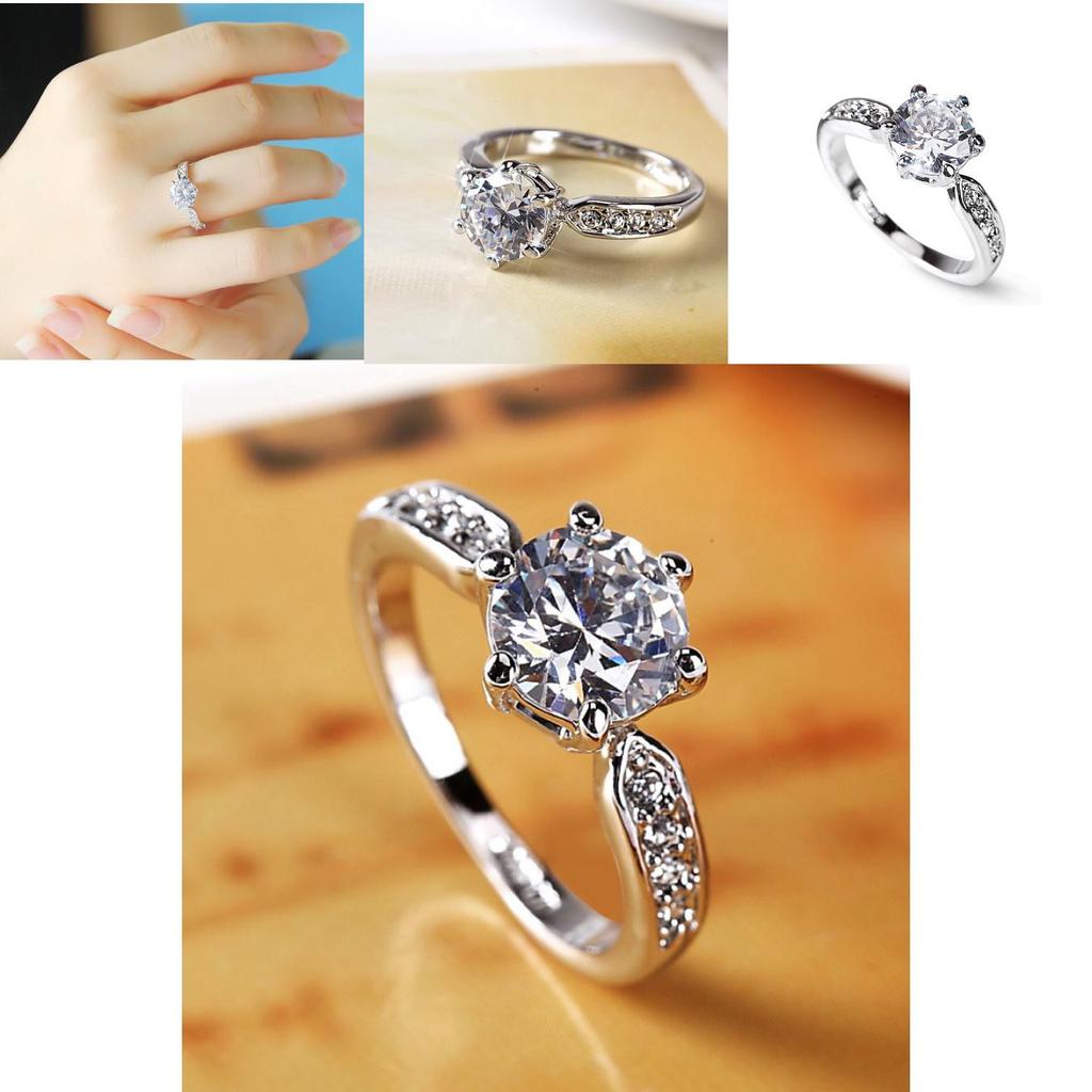 Elegant Womens Geometric White Copper Ring With Faux Diamond For Weddings And Engagements