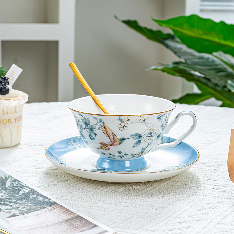 BRBlå Fågel Keramisk Kaffemugg Fat Retro Eftermiddagste Kaffekopp Tekanna Fat Set Par Kopp Set Hem Kreativ Dryckeskärl MuggEY