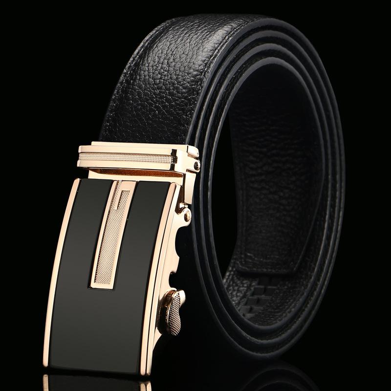 

Ремень из воловьей кожи с открытым краем Мужской из натуральной воловьей кожи Деловой и повседневный ремень с автоматической пряжкой 110-130CM