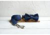 MUTTCO Dog Collar & Leash Set with Deep Blue Bow - UDC-140