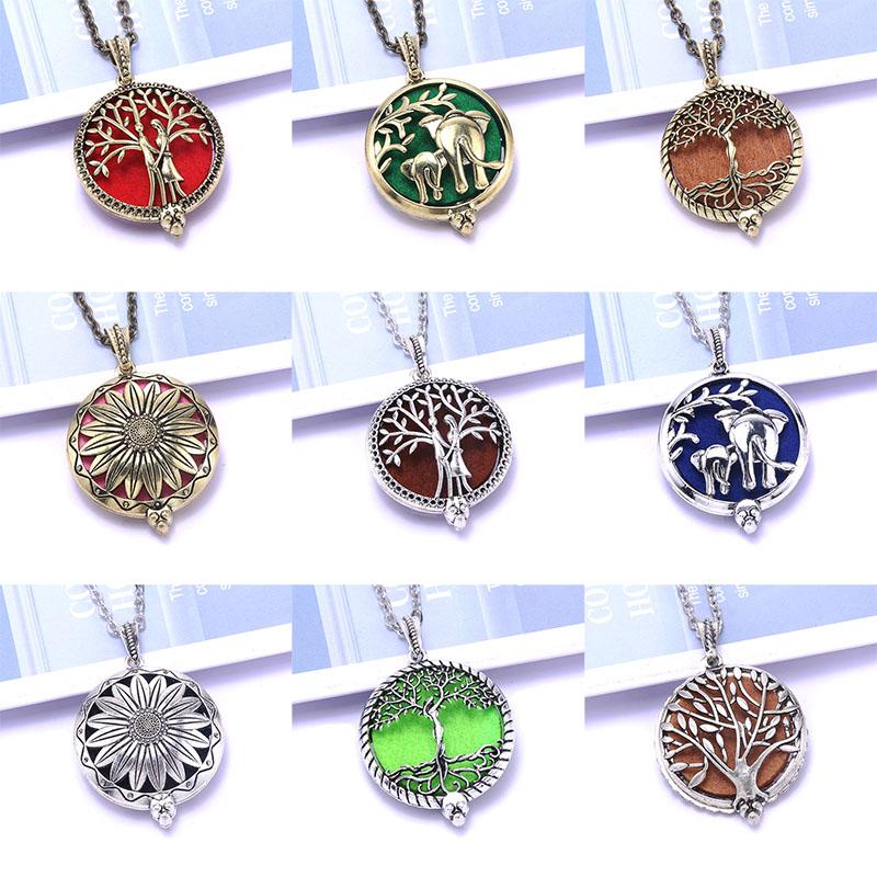 Aromatherapy Necklace Tree of Life Diffuser Jewelry Vintage Open Locket Pendant Essential Oil Perfume Aroma Diffuser Necklace