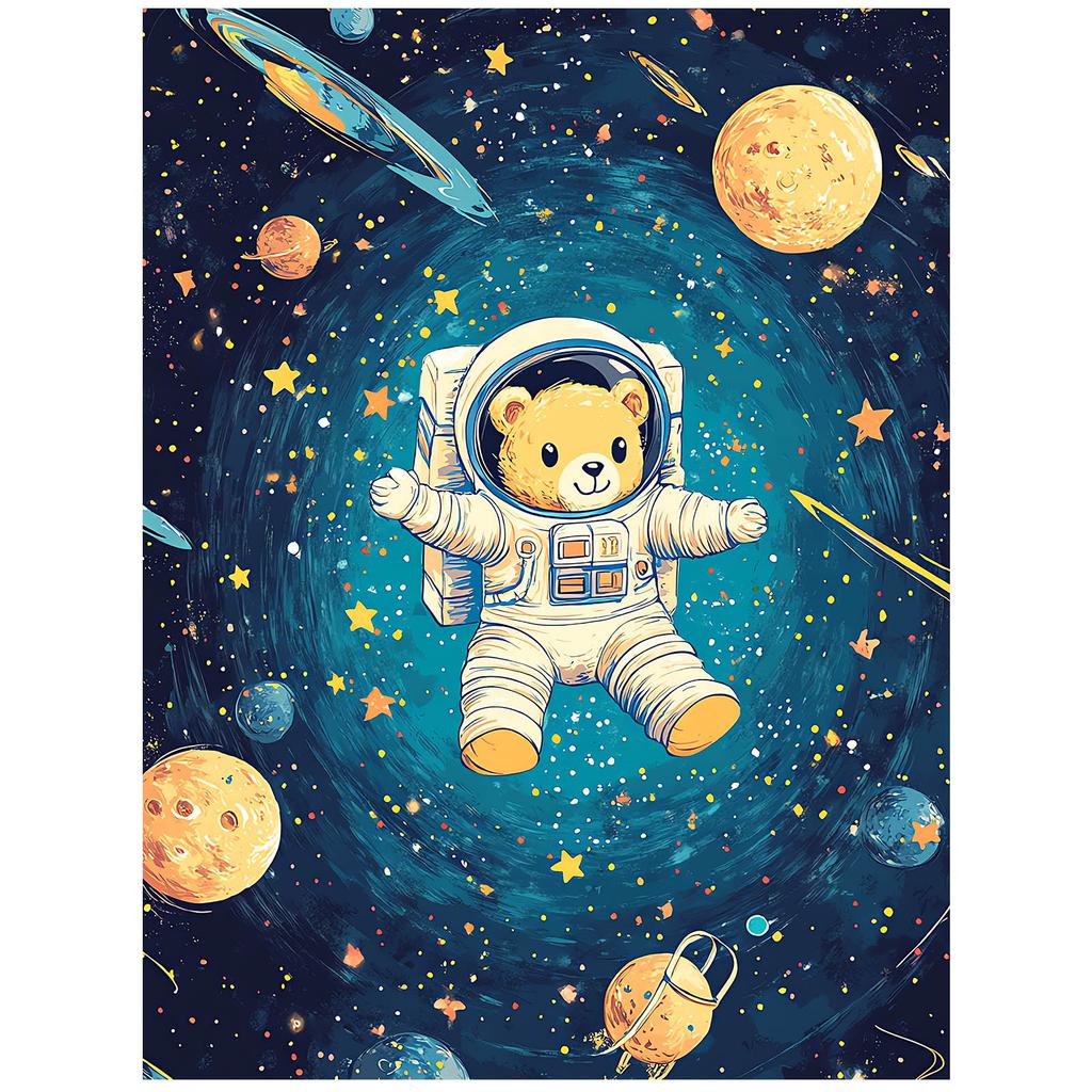 Plakat Kosmiczny Miś Astronauta Plakat Kosmiczny Miś Astronauta, 70X100 Cm, Bez Ramy, Papier Matowy 230 Gsm