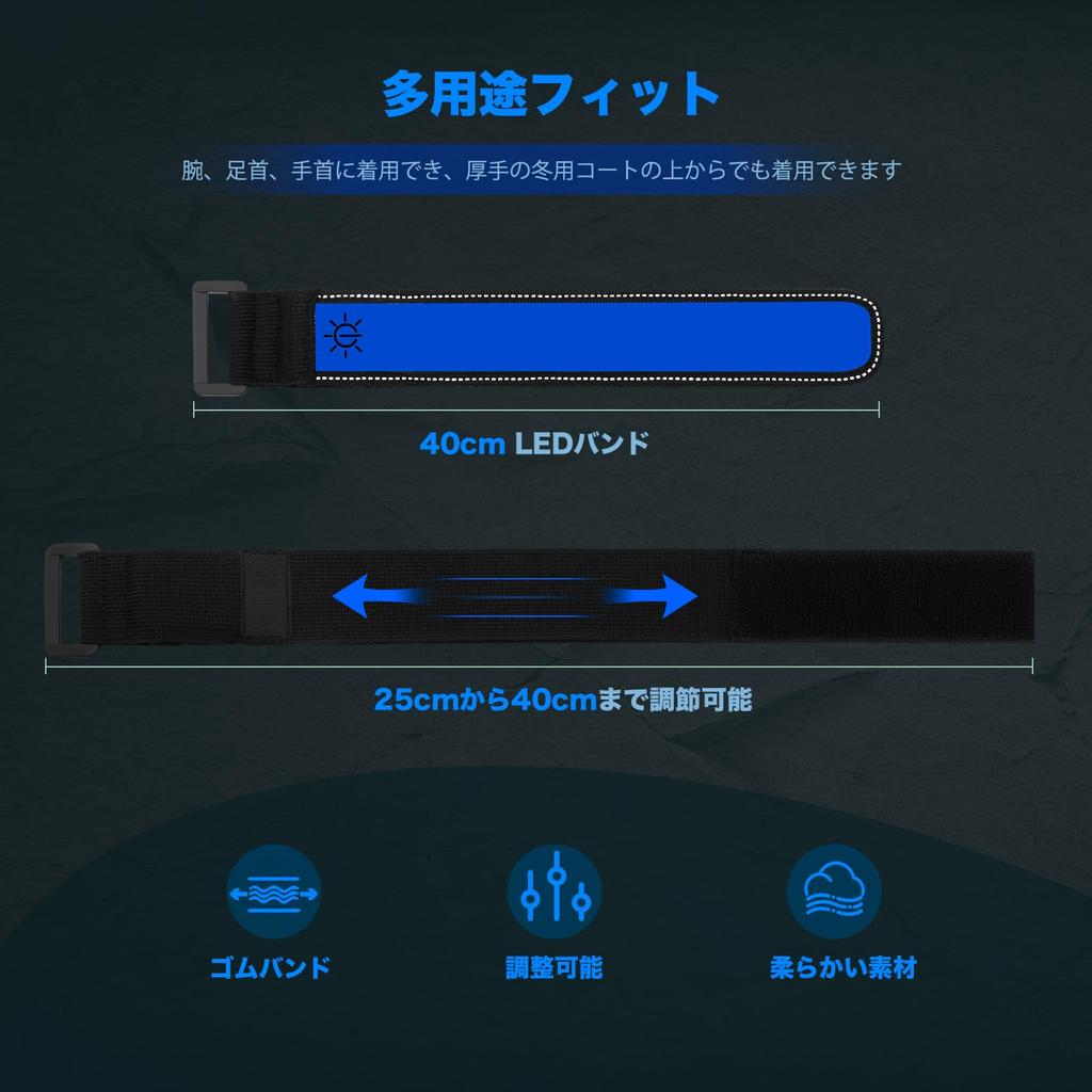 Visinite Running Light Rechargeable LED Armband Glowing Reflective Band for Night Walking Jogging USB Rechargeable and High Brightness Reflective Vest