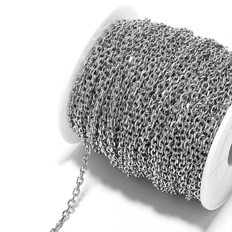 4.5mm Stainless Steel Beveled Cross Chain, 18k Gold Retention, Men's Necklace & DIY Bracelet Accessory