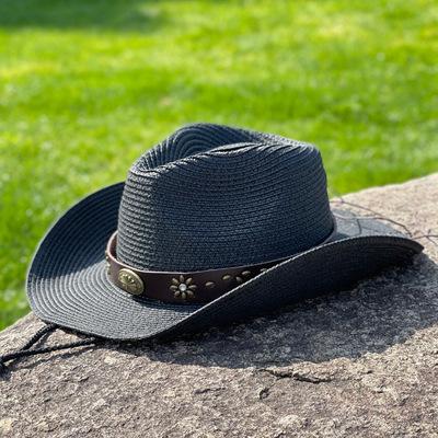 Western Cowboy Hat Men's Spring and Summer Outdoor Travel Sunshade Tibetan Hat Big Brim Straw Hat Women's Vacation Beach Hat Wide Brim