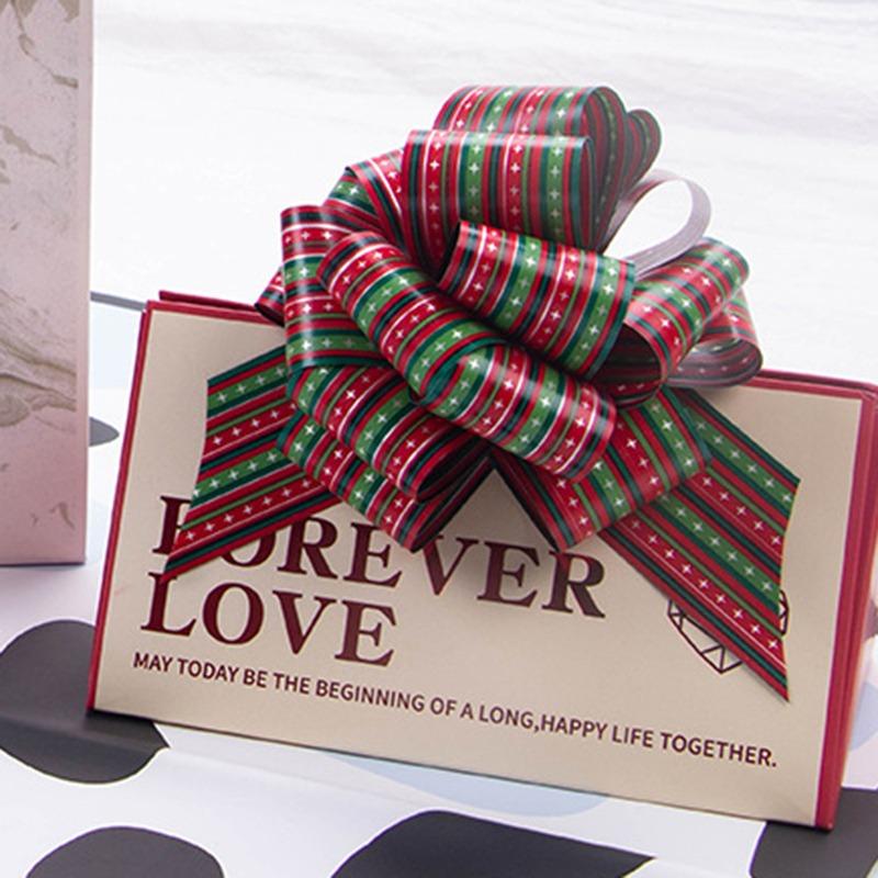 12/24Pcs Colored Striped /Printed Bow Pulled Flower Set For Christmas Decoration DIY Xmas Party Gifts Packing Decor Bow Ribbons
