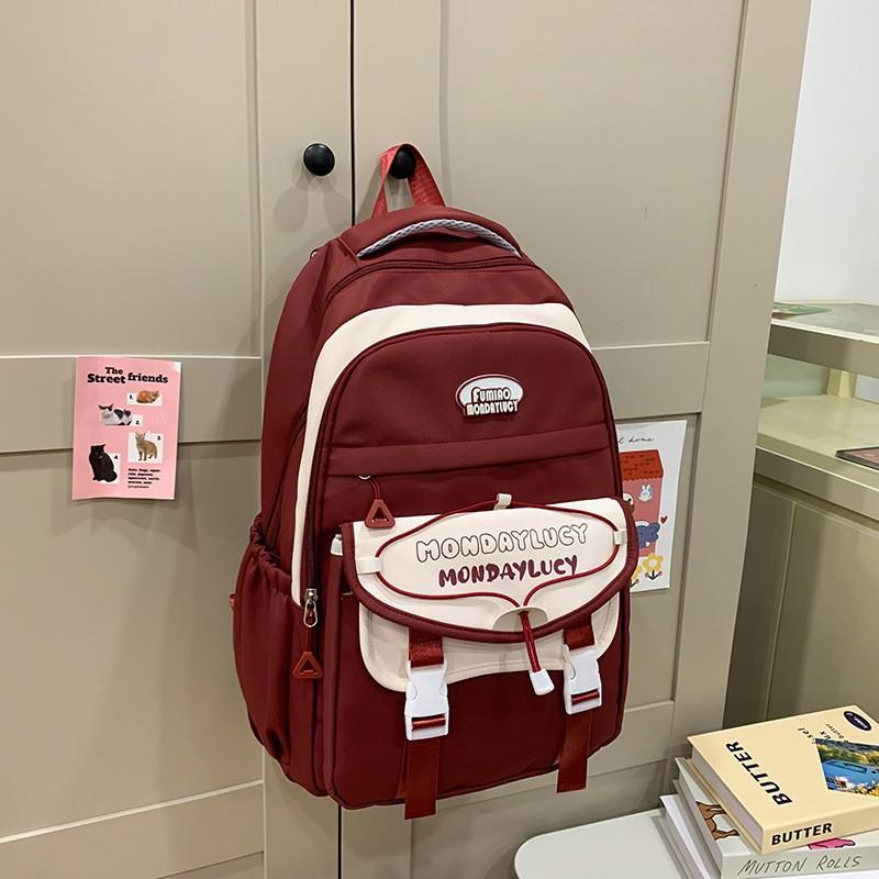 Junior High School Students 'schoolbag Women Light Reduce Burden Face Value Ins Style Large Capacity Backpack Primary Three-piece