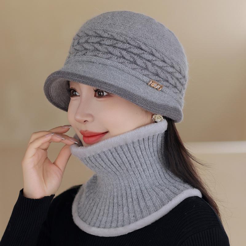

Новая мода для пожилых людей Шерстяная шапка Женская Зимняя Теплая От холода С начесом Утолщенная Вязаная шапка One single hat серый