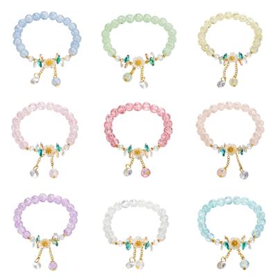 Colorful Flower Bracelet Elastic Bracelet Women Bracelet Beads Bracelet Wrist Jewelry Perfect for Party Wedding Gift
