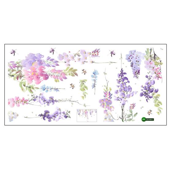 

Наклейки на стену с цветочным узором Самоклеящиеся ПВХ Гардеробная Наклейка на стену для прихожей фиолетовый