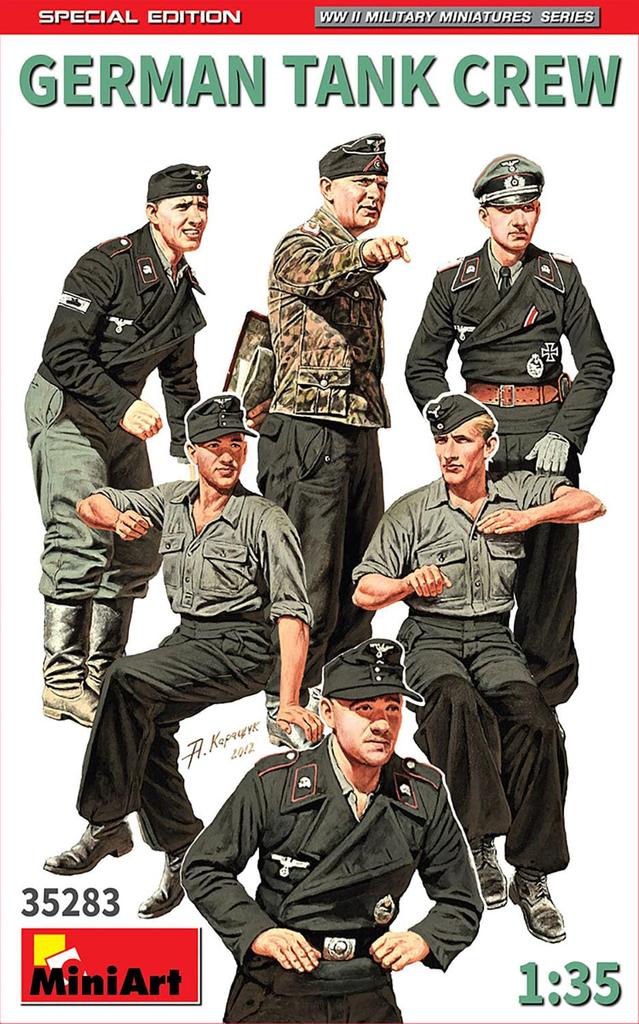 Miniart WWII German Tank Crew Figure Set with Small Special Edition Plastic Model Kit MA35283 1/35 (6 Figures) Arms,