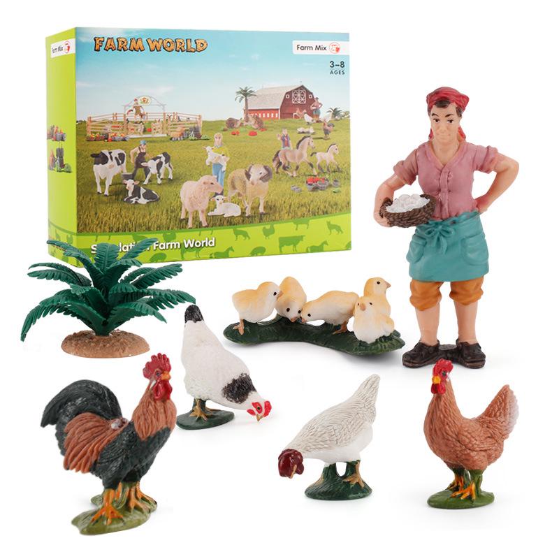 Cross-Border Farm Animal Miniature Model Set: Chickens, Ducks, Geese, Cows, and More