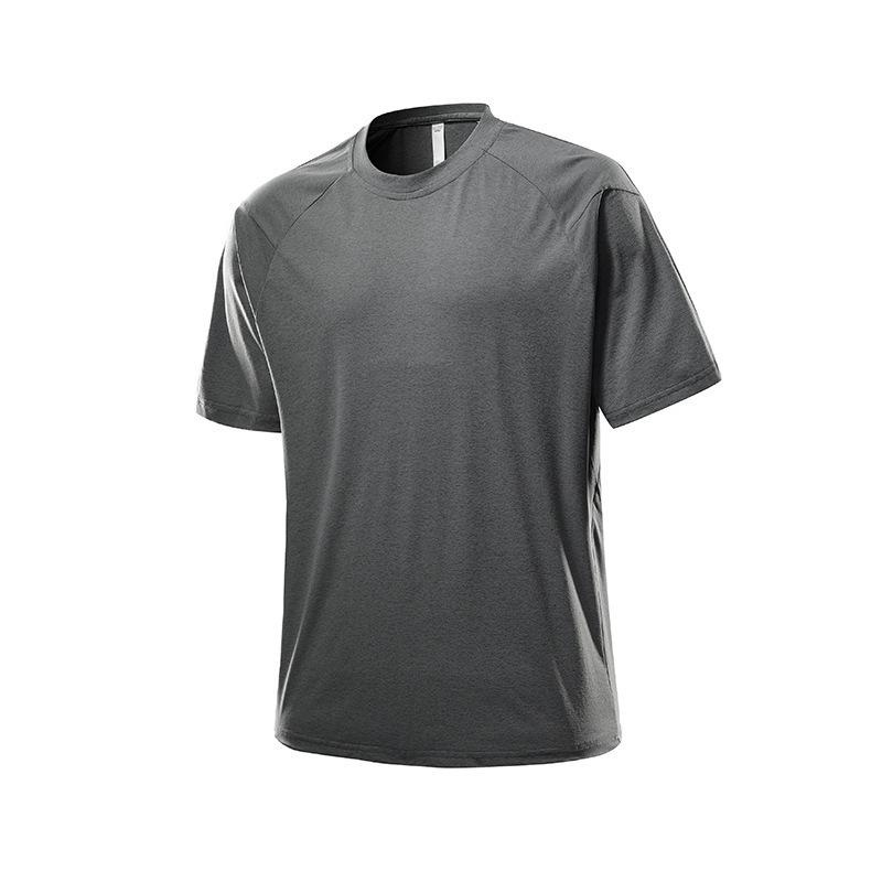 Men's Light Grey Raglan Sleeve Sports T-Shirt, Casual Quick Dry Short Sleeve Athletic Top