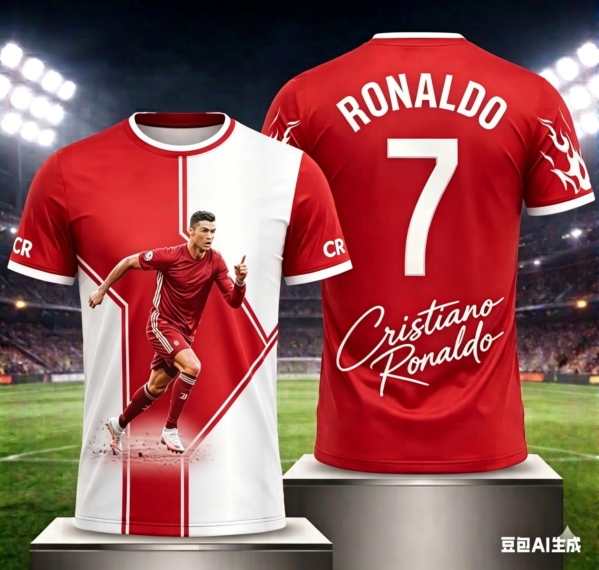 Ronaldo 7 Futbola Džersija T-krekls 3D