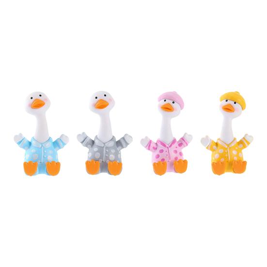 

4 Pcs Mini Resin Duck Figurines Cartoon Small Duck Statue Collectible Animal Ornaments for Car Dashboard Office Desk Decor Fairy Garden Landscape 4pcs
