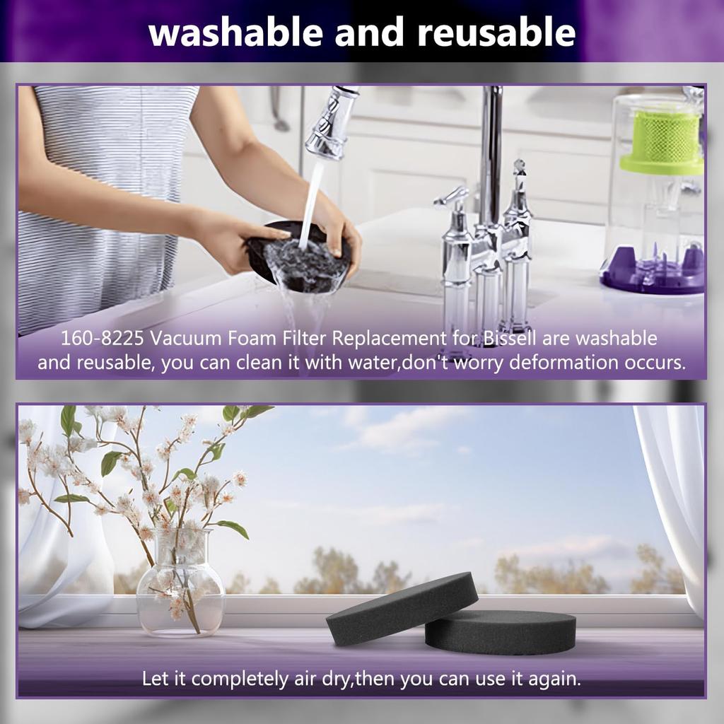 4 Pack Replacement 1608225 Vacuum Pre Motor Filter for Bissell 1797 2190 2256 2256K 2258 2259 2260 2191 2253 22547 22549 2316 2692 2488 1700 1701