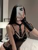 Naughty Witch Sexy Lingerie Cosplay Hot Uniform PULeather Open Crotch Bodysuit Kawaii Transparent Chest Jumpsuit Rabbit Costumes