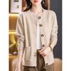 Rundhals-Pulloverjacke Damen Frühling und Herbst Lockerer Oberteil Übergröße Western-Stil Kurze Strickjacke