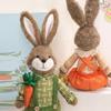 2026 Osterhase Sitzende Geste Ornamente Lange Weiche Beine Cartoon-Hasenstatue Außenveranda Dekoration Mit Karotte Heimdekoration