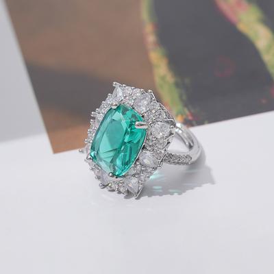 Bague Trésor Émeraude Colorée Ouverture Réglable pour Femmes Style Vintage Européen et Américain Style Français Bague Alimentaire Polyvalente