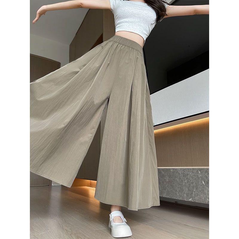 2026 Women s High-Waisted Elastic Drape Casual Wide-Leg Pants Skirt in Sportswear Style S
